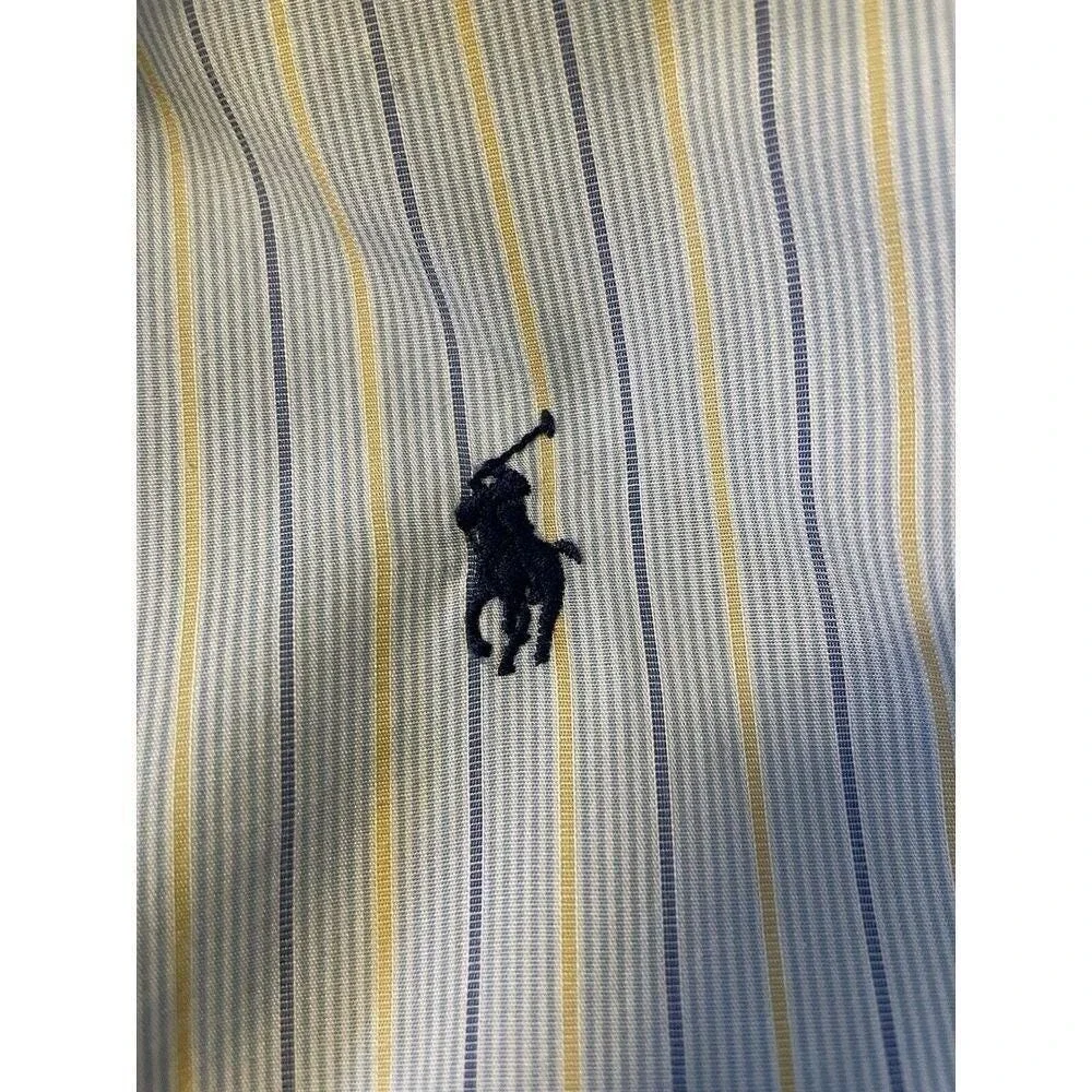 Polo Ralph Lauren Vintage Button Up‎ Shirt Men XL Blue Andrew Striped Old Money